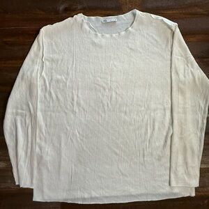 Ⓜ️Zara Women's Off-White Ribbed Long Sleeve Top- EUC‎